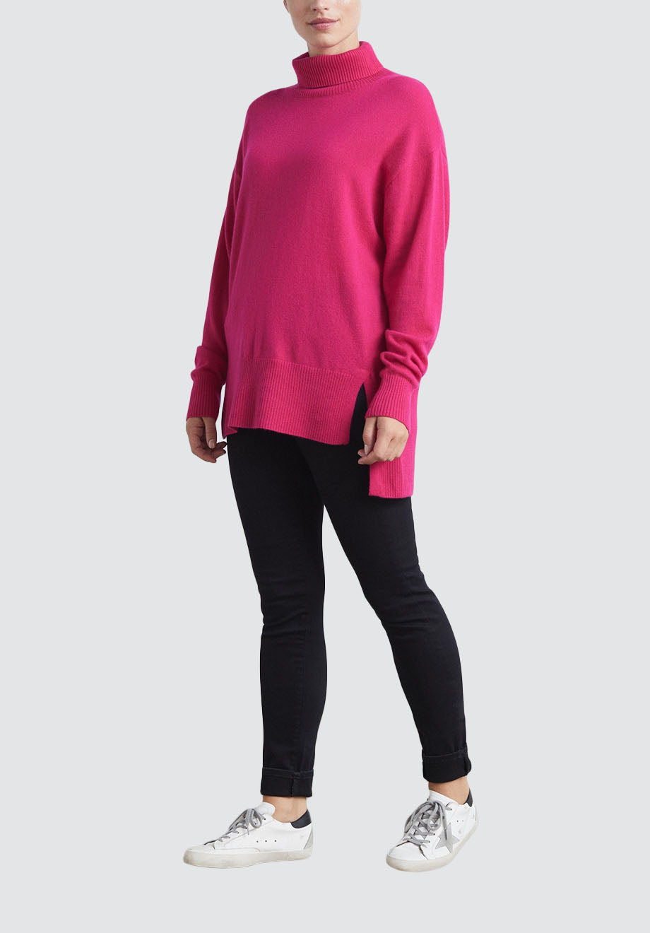 Polo Neck Cashmere Sweater | Cherry