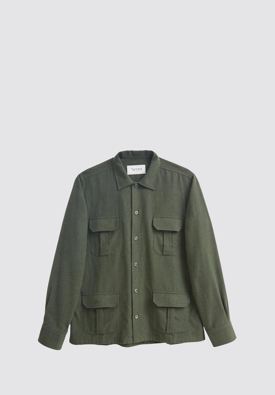 Recycled Italian | Neem Green Flannel Over-Shirt