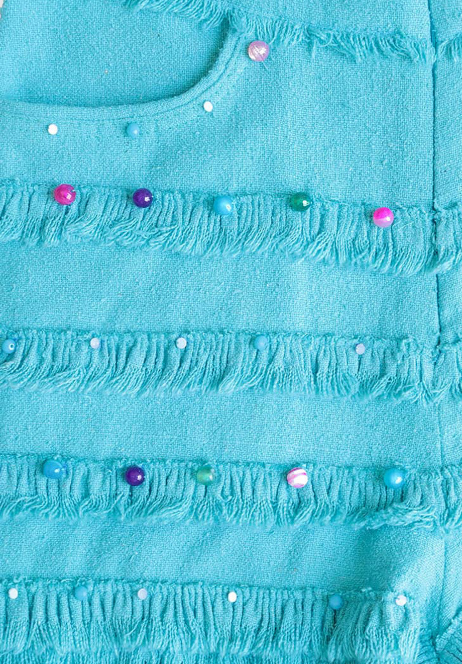 Turquoise | Fringe Short 100% Silk