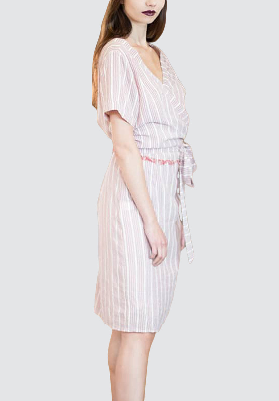 Vertical Stripe Double-breasted Dress