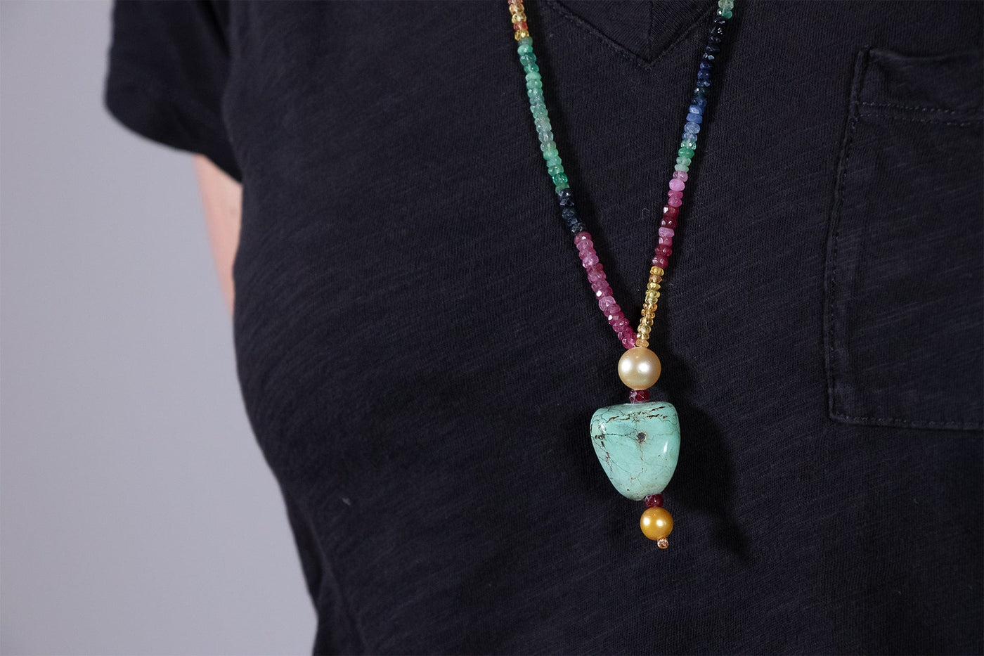 Golden Rainbow Rock Necklace