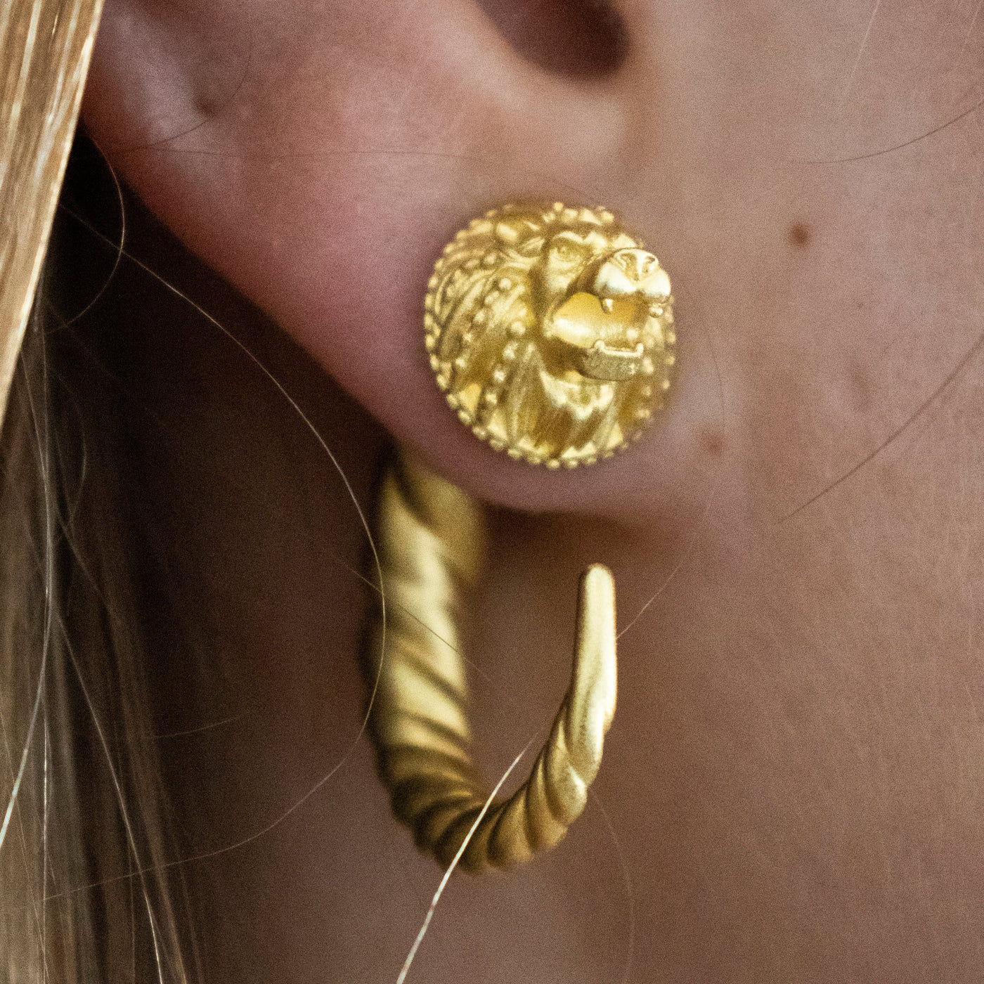 Lion Earrings In Gold