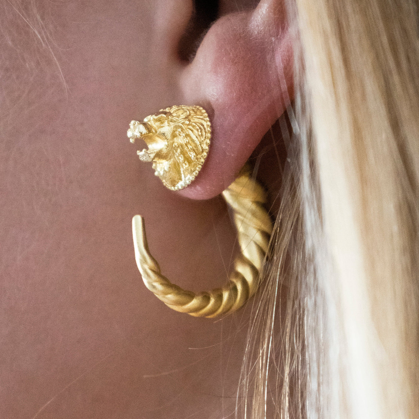 Lion Earrings In Gold