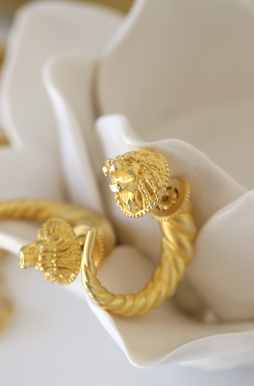 Lion Earrings In Gold